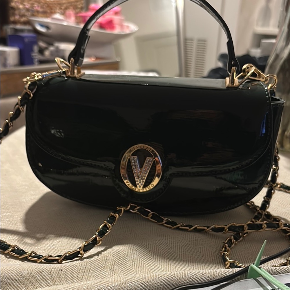 Elegant Black Patent Leather Handbag